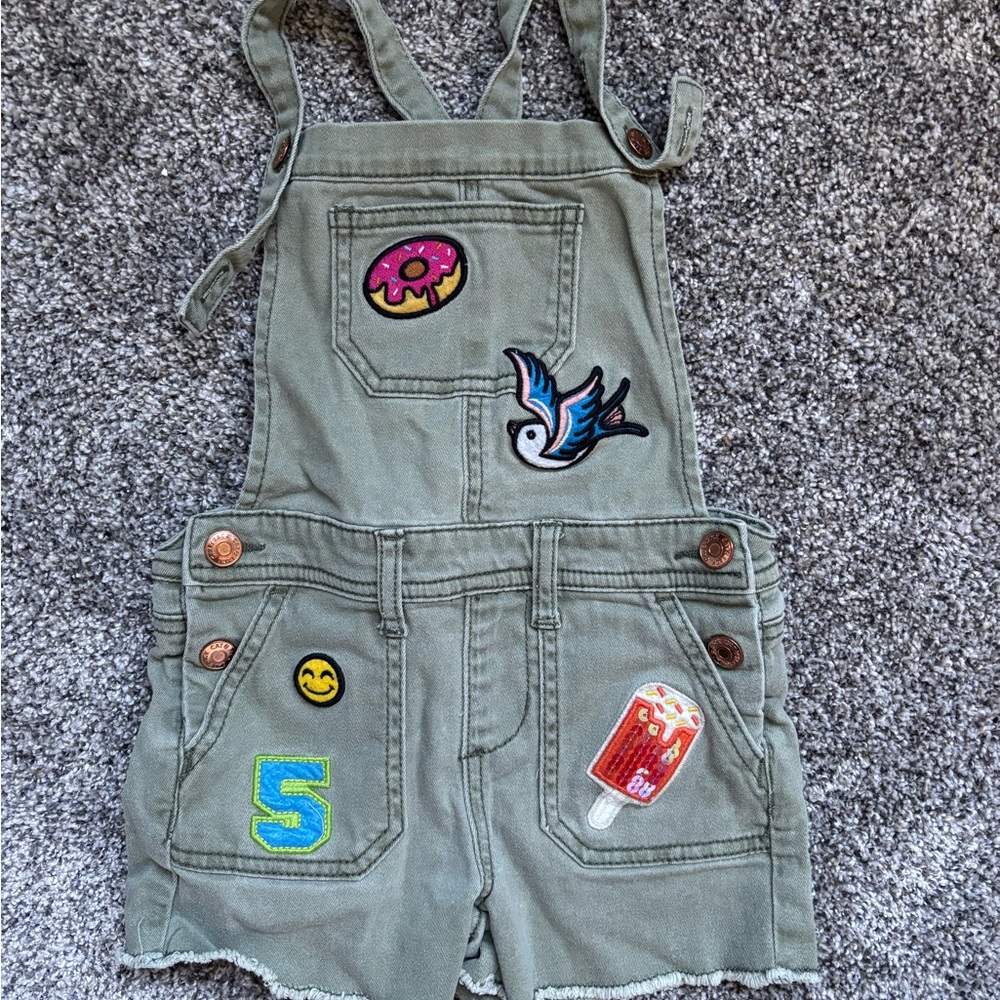 Cat & Jack Green Overalls with Decorative Patches